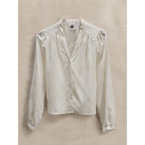 Vintage Ivory Jacquard Blouse Cottagecore Romantic‎ Boho Long Sleeve You Babes